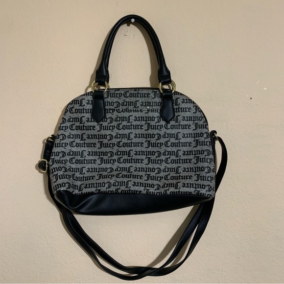 Juicy Couture Gray Black Printed Coated Canvas shoulder purse - Picture 2 of 12